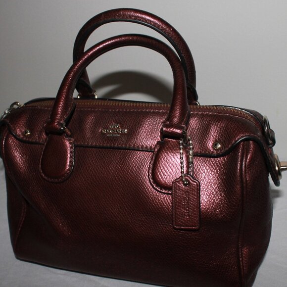 Coach Mini Bennett Metallic Burgundy Satchel bag - Picture 6 of 13